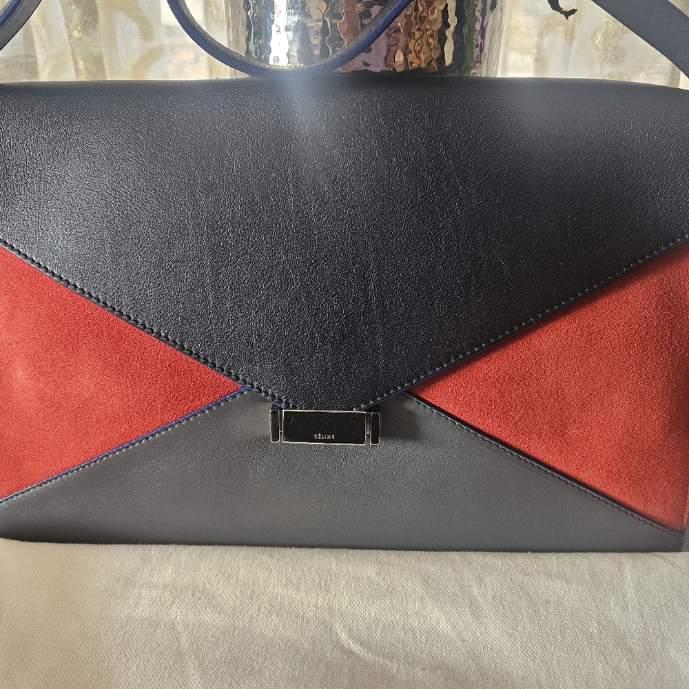 Celine Calfskin Tri-Color Diamond Shoulder Bag